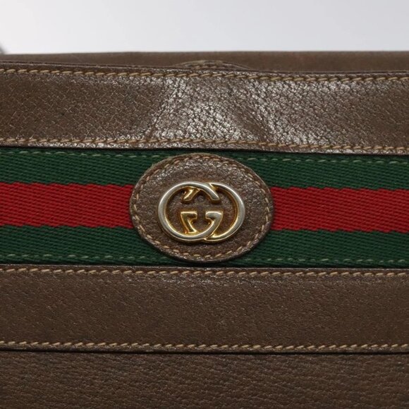 GUCCI Web Sherry Line Shoulder Bag Leather Brown Gold 001 01/13 0938 Auth 118015 - Picture 11 of 16